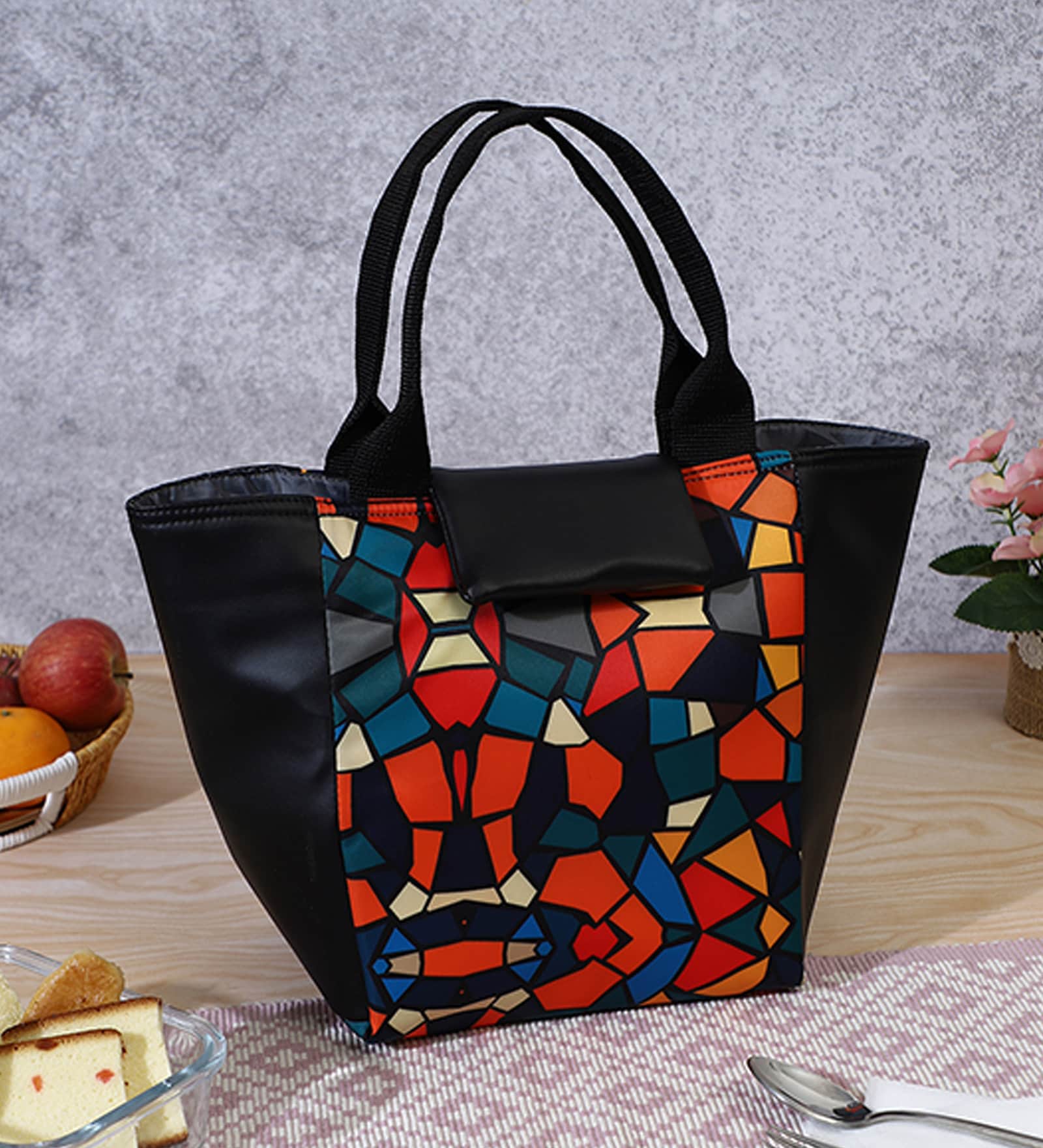 Geometrical Printed Rectangle Insulated Lunch Bag