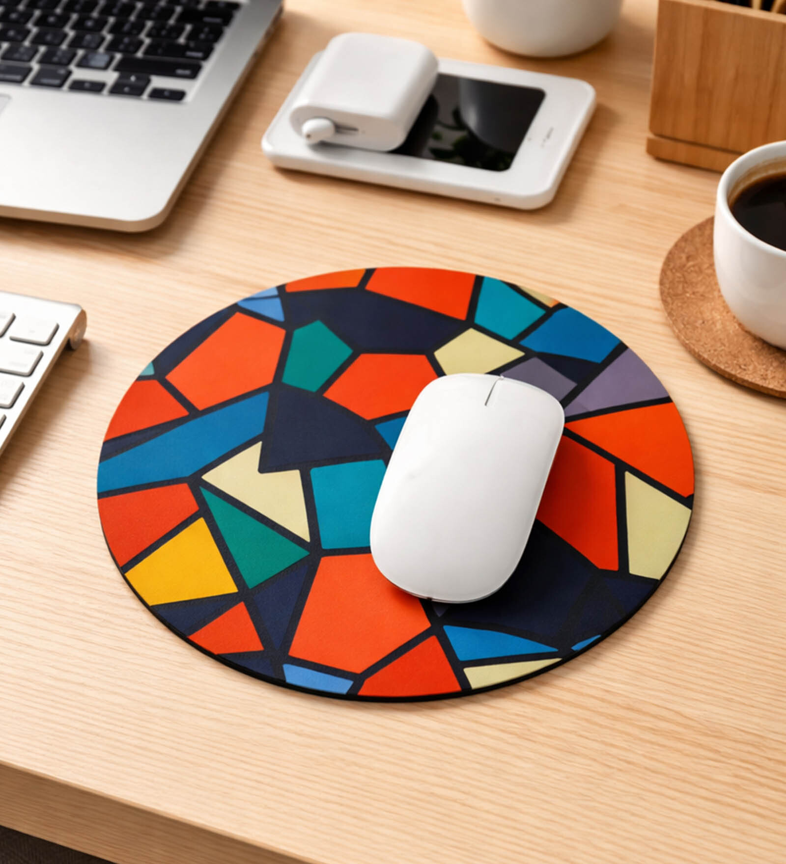 Geometrical Printed Round Mousepad