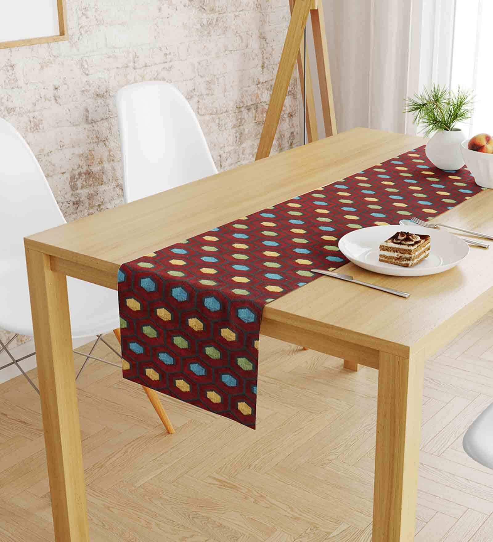 Essie (72x12) Wine Red Chenille Jacquard Table Runner