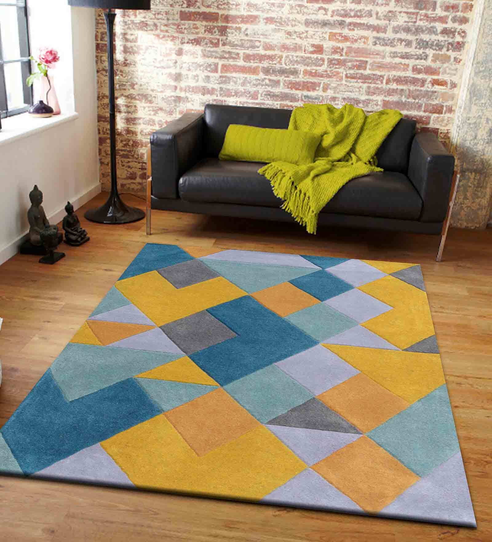 Buy Blue Geometric Wool 5 Ft X 7 Ft Hand Tufted Carpet By PRESTO At 39 buy-blue-geometric-wool-5-ft-x-7-ft-hand-tufted-carpet-by-presto-at-39