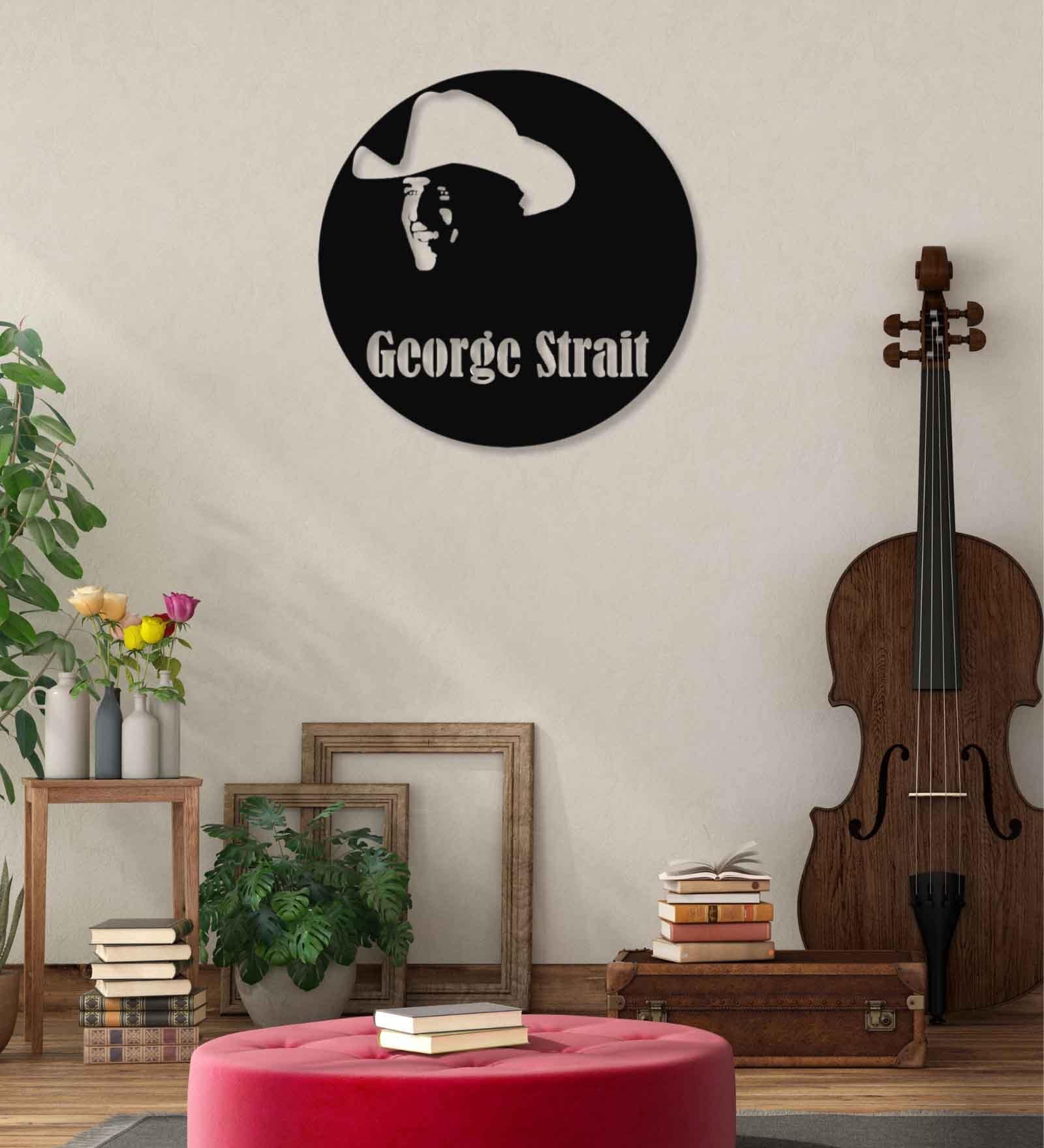 George Strait Black Mild Steel Wall Art