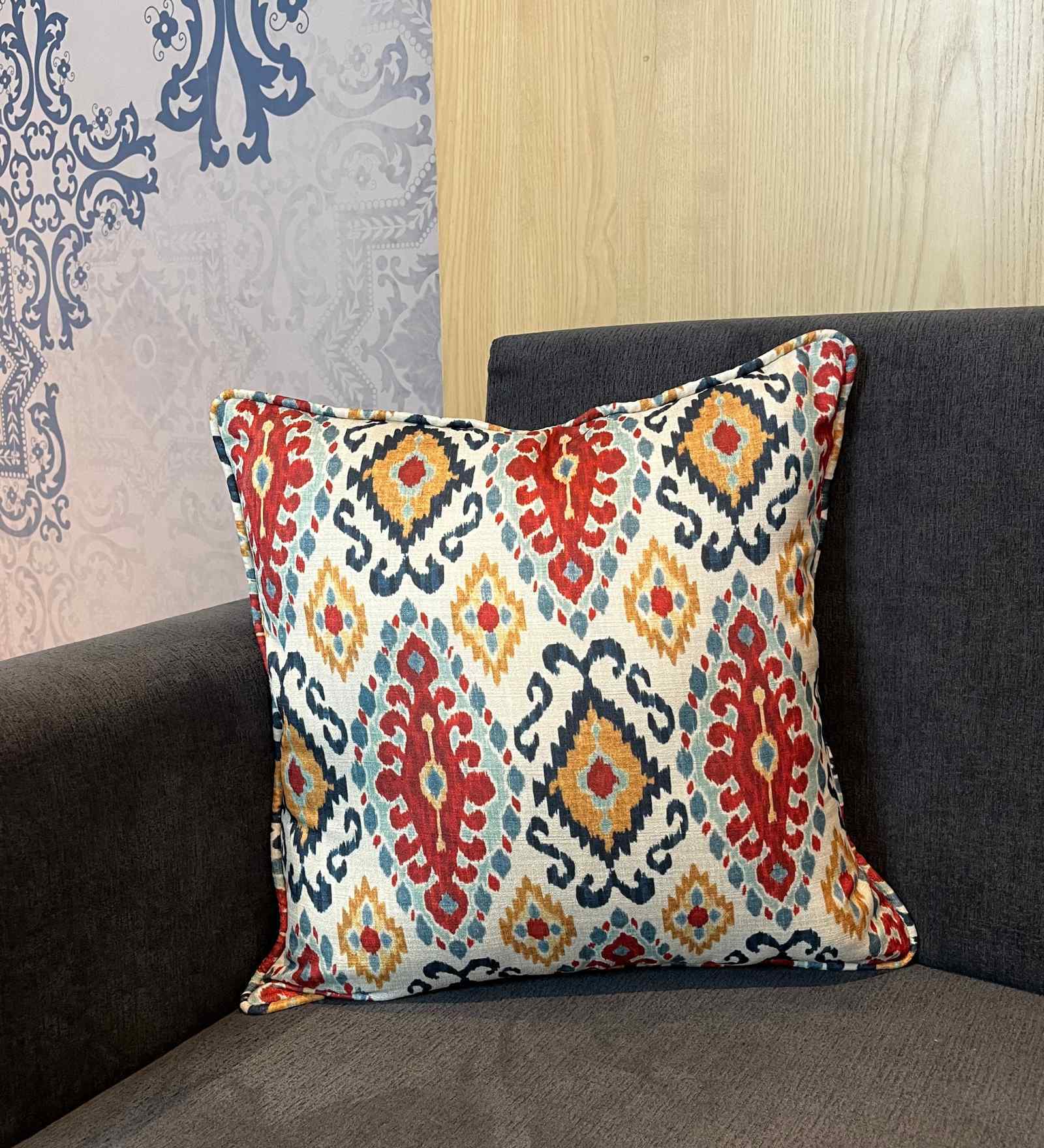 Geringsing Red and Beige Abstract Cushion Cover Geringsing Red and Beige Abstract Cushion Cover