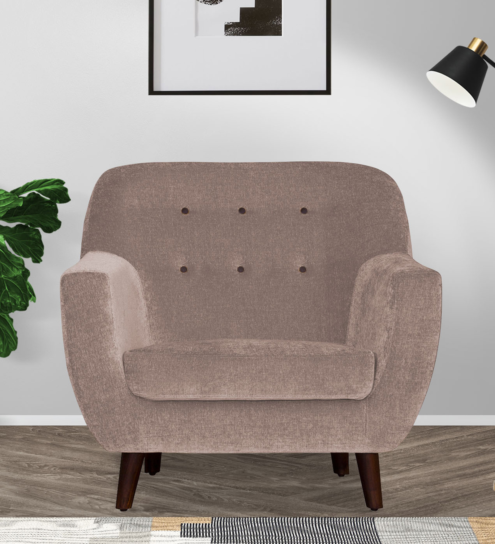 German Fabric 1 Seater Sofa In Kadhi Beige Colour