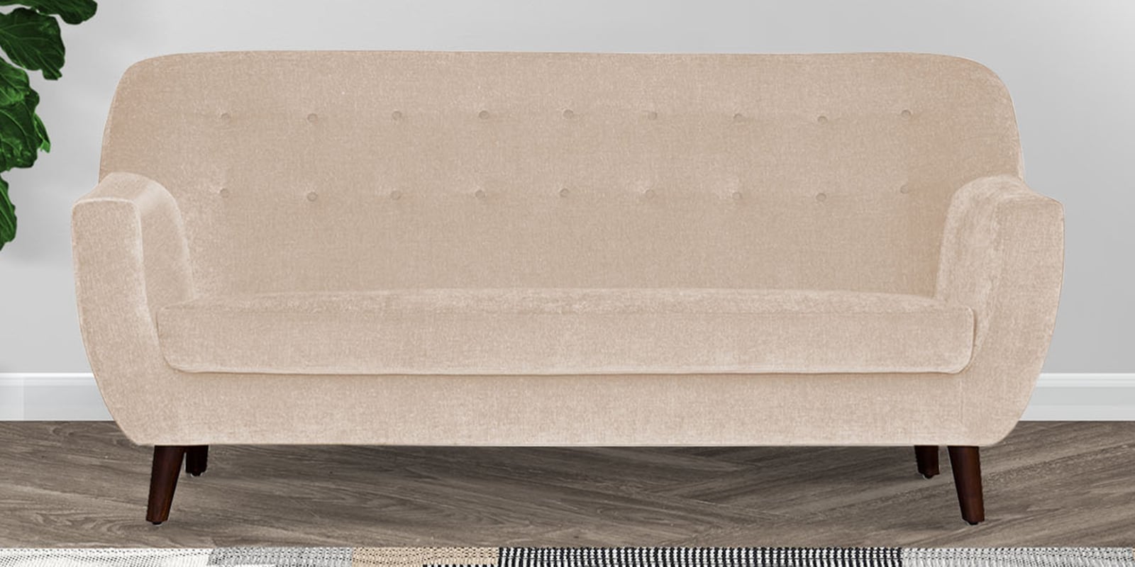 German Fabric 3 Seater Sofa in Ivory Beige Colour