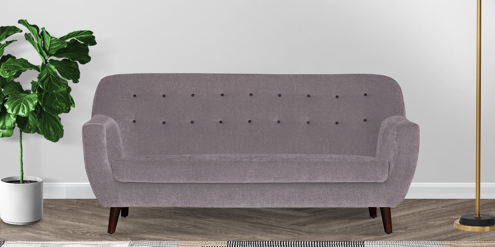 German Fabric 3 Seater Sofa In Sudu Grey Colour