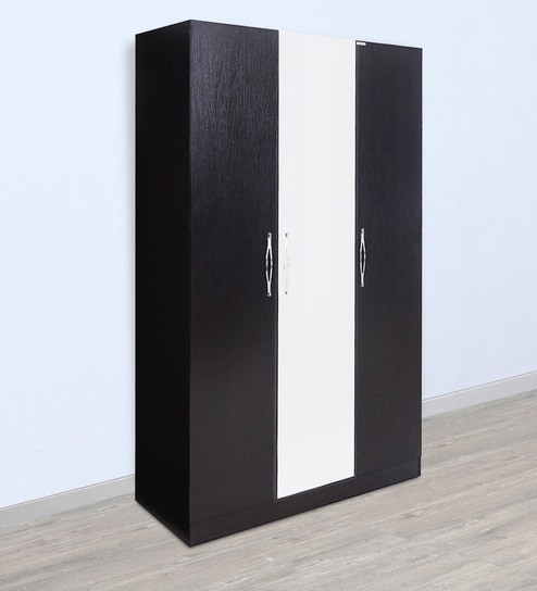 Buy Grape Three Door Wardrobe In Black White Colour By Royaloak