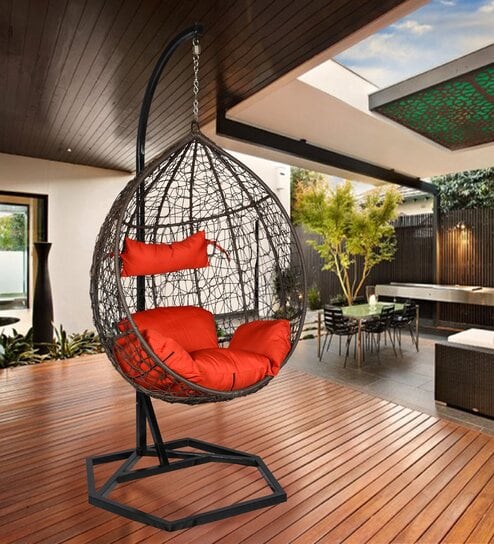 Geneva Wicker Swing In Brown Finish