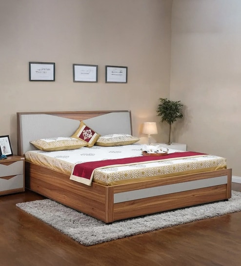 Genting Queen Size Bed In Grey & Brown Finish