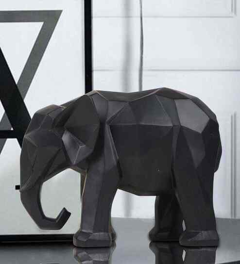 Geometric Elephant Resin Figurine (White)