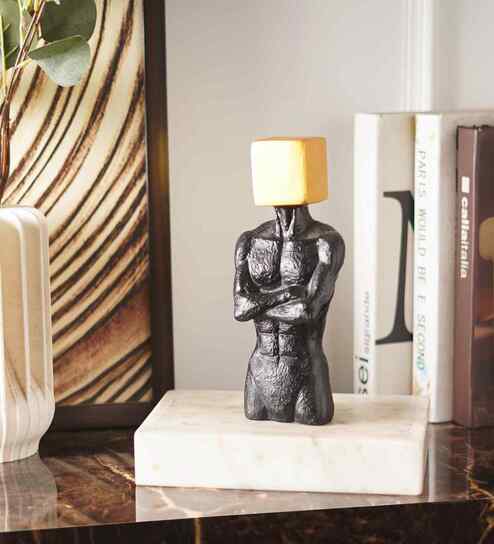 Geometric Marvel Muscle Craft Square Resin Showpiece (Grey)