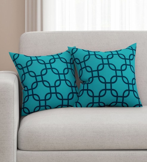 Cotton Geometric Pattern 16X16 Inches Cushion Covers (Set Of 2)