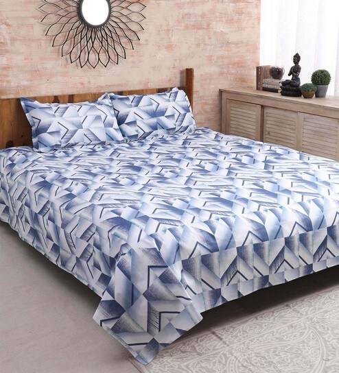 Buy 100 Cotton 144tc Double Bedsheet With 2 Pillow Covers By