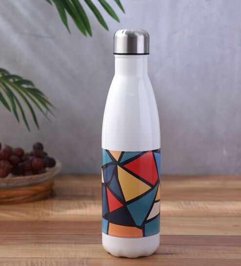 Geometrical Printed Steel Water Bottle 600ml