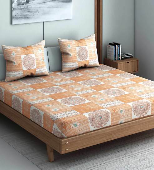 Buy Geostance 100 Cotton 144tc Double Bedsheet With 2 Pillow