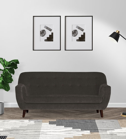 German Fabric 3 Seater Sofa In Core Brown Colour