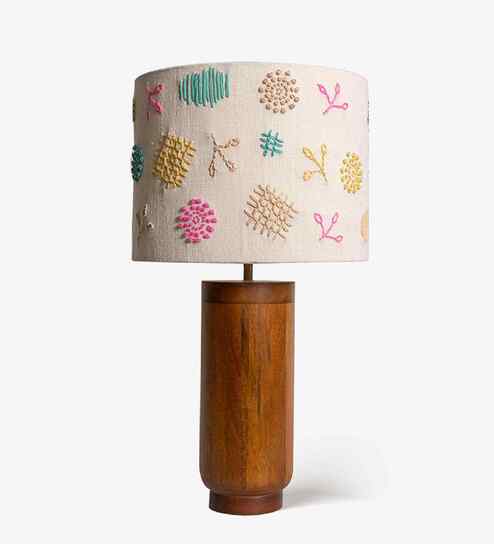 Gesu Table Lamp with Cotton Embroidery Shade
