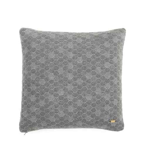 Gey 100% Cotton Bubbles 18X18 Inches Knitted Cushion Cover With Filler
