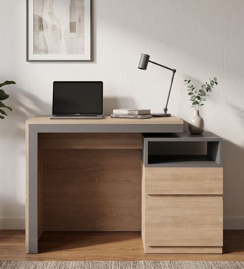 Geyer Study Table in  Beige and Grey Finish