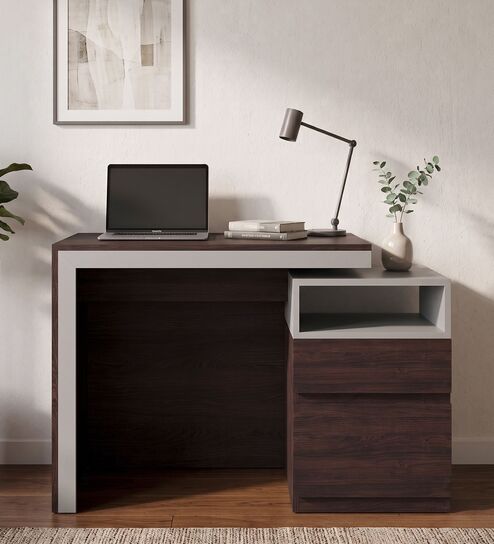 Nue Study Table in Wenge and Grey Finish