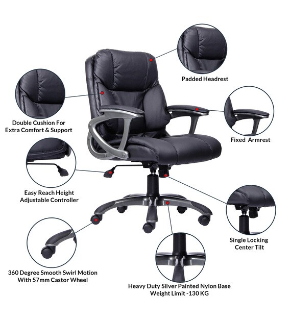 Buy Genius Executive Chair in Black Colour By Durian Online - High Back ...