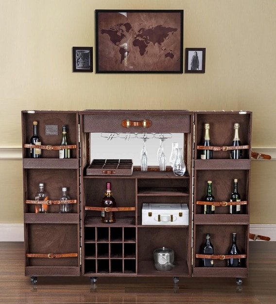 Buy Heritage Trunk Bar Cabinet In Brown Leather By Studio Ochre