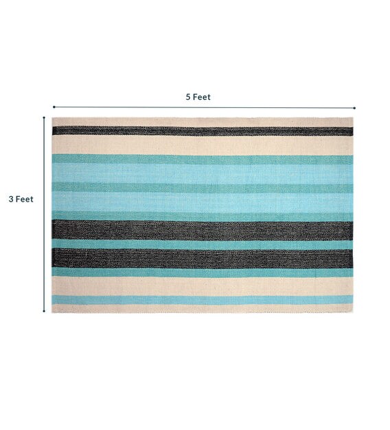 Buy Blue Cotton Hand Woven 3 X 5 Feet Dhurrie By Saral Home Online ...