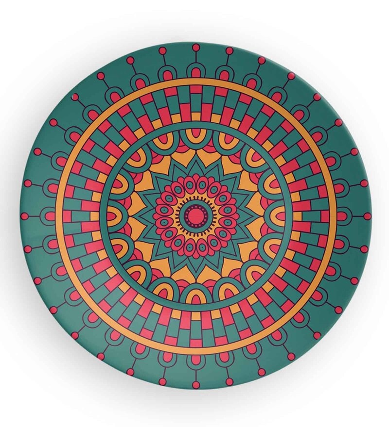 Buy Geometric Passion Green Decorative Wall Plate By Quirk India Online