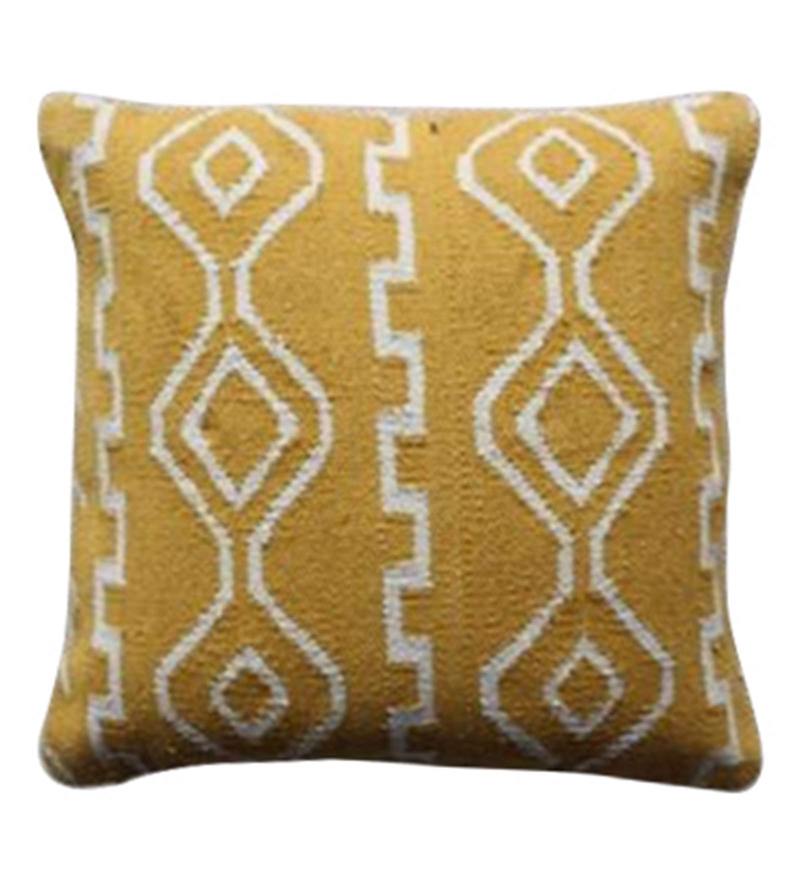 Buy Cotton Woven Geometric Pattern 18X18 Inches Cushion Cover Online