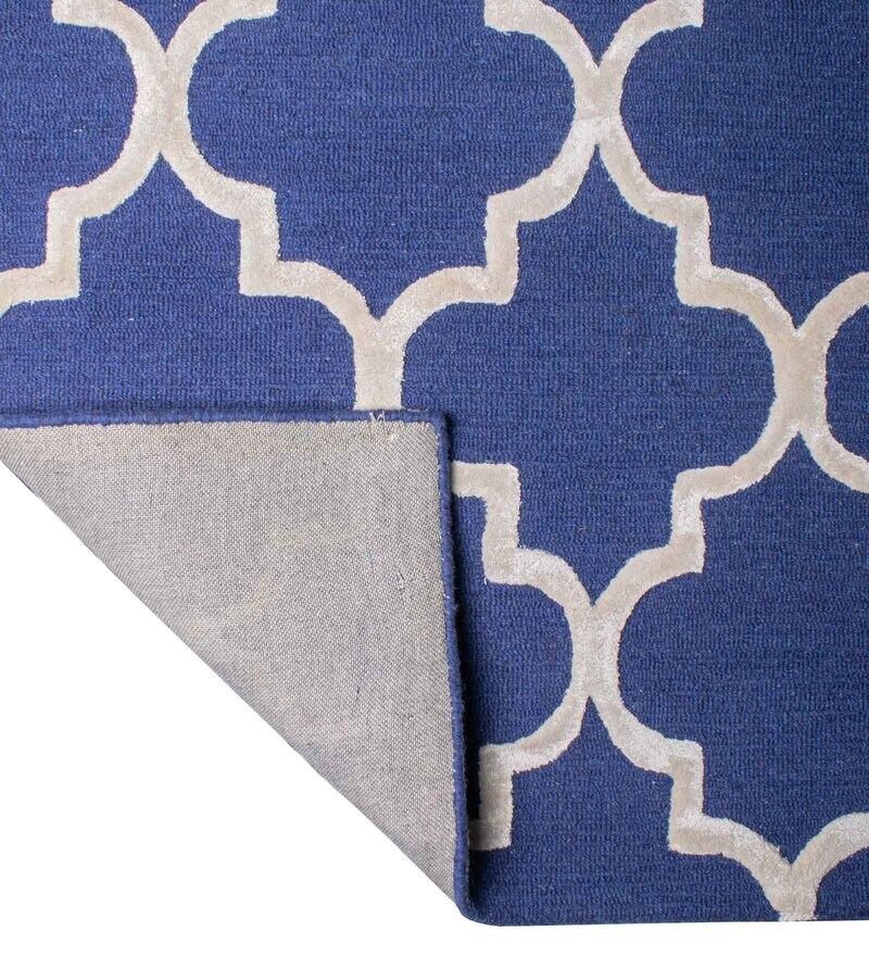Buy Blue Wool Abstract 4 x 6 Feet Hand Tufted Carpet by Imperial Knots Online 4 ft x 6 ft