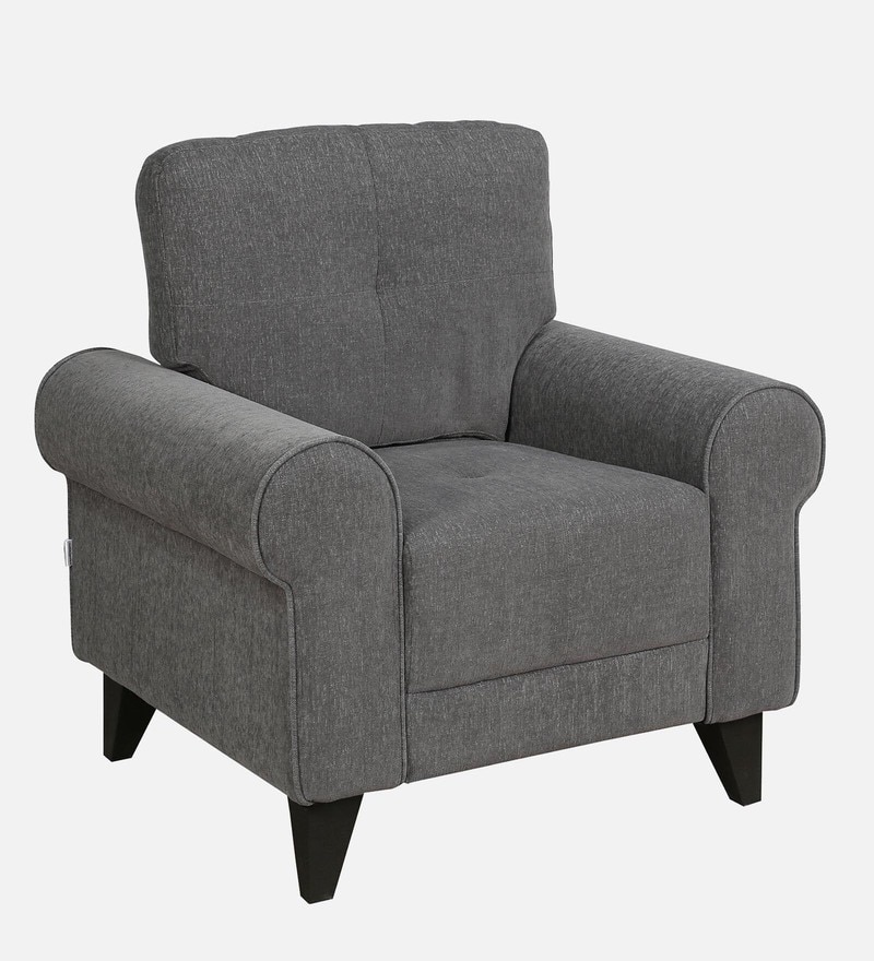 Buy Madrid Fabric 1 Seater Sofa In Dark Grey Colour By Woodsworth