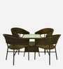 Geelong Wicker Table And Chair Set ( With 4 Chairs ) In Brown Finish