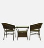 Geelong Wicker Table And Chair Set ( With 4 Chairs ) In Brown Finish