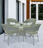 Geelong Wicker Table And Chair Set ( With 4 Chairs ) In Grey Finish