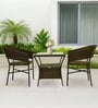 Geelong Wicker Table And Chair Set ( With 2 Chairs ) In Brown Finish