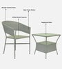Geelong Wicker Table And Chair Set ( With 2 Chairs ) In Grey Finish