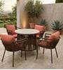 Geneva Wicker 4 Seater Dining Set In Light Brown Finish