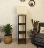 Genevieve Wooden Shelf Floor Lamp with Jute Shade & Brown Base