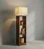 Genevieve Wooden Shelf Floor Lamp with Jute Shade & Brown Base