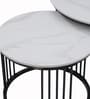 Genting Malaysian Round Sintereted Top Coffee Table Set Of 2 In White Black Finish