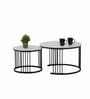 Genting Malaysian Round Sintereted Top Coffee Table Set Of 2 In White Black Finish