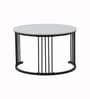 Genting Malaysian Round Sintereted Top Coffee Table Set Of 2 In White Black Finish