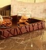 Geo Chocolate Brown Wood Serving Tray