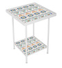 Geometric Print End Table in White Colour