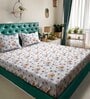 Abstract 300 TC Polycotton King Size Flat Bed Sheet With 2 Pillow Covers