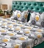 Abstract 300 TC Polycotton King Size Flat Bed Sheet With 2 Pillow Covers