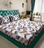 Geometric 300 TC Polycotton Queen Size Flat Bed Sheet With 2 Pillow Covers