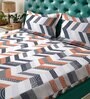 Geometric 300 TC Polycotton Queen Size Flat Bed Sheet With 2 Pillow Covers