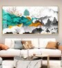 Geometric Abstract Art With Golden Texture Glass Finish Horizontal Wall Art