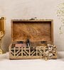 Brown Wooden & Brass Geometric  Jewellery Organisers