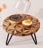 Blazed Brown & Black MDF & Metal Cake Stand